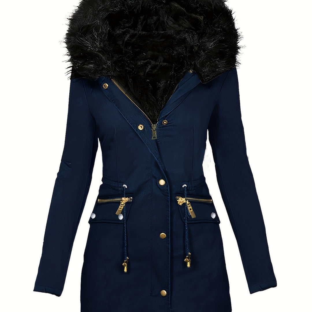 Drune | Damen Winterparka mit Kapuze und Kunstpelzkragen