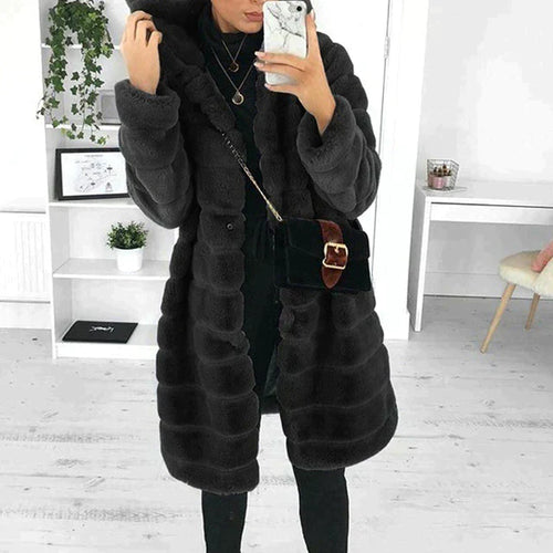 Drune | Winter Langjacke - Kapuzen-Design mit Flauschiger Textur