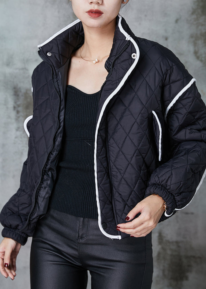 Drune | Schwarzer Oversized Patchwork Drune | Mit Baumwolle gefüllte Mäntel