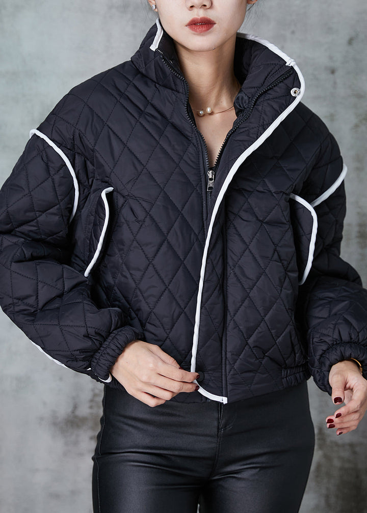 Drune | Schwarzer Oversized Patchwork Drune | Mit Baumwolle gefüllte Mäntel