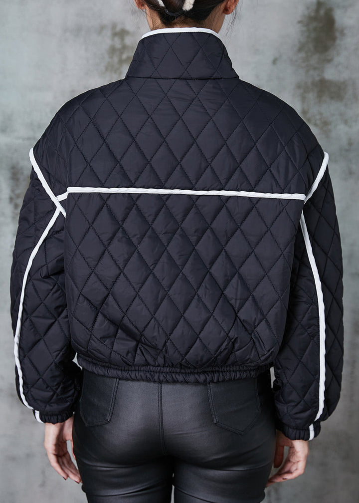 Drune | Schwarzer Oversized Patchwork Drune | Mit Baumwolle gefüllte Mäntel