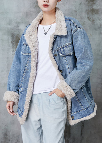 Drune | Denim Blau Dicke Fleece Wollgefütterte Jacken Winter