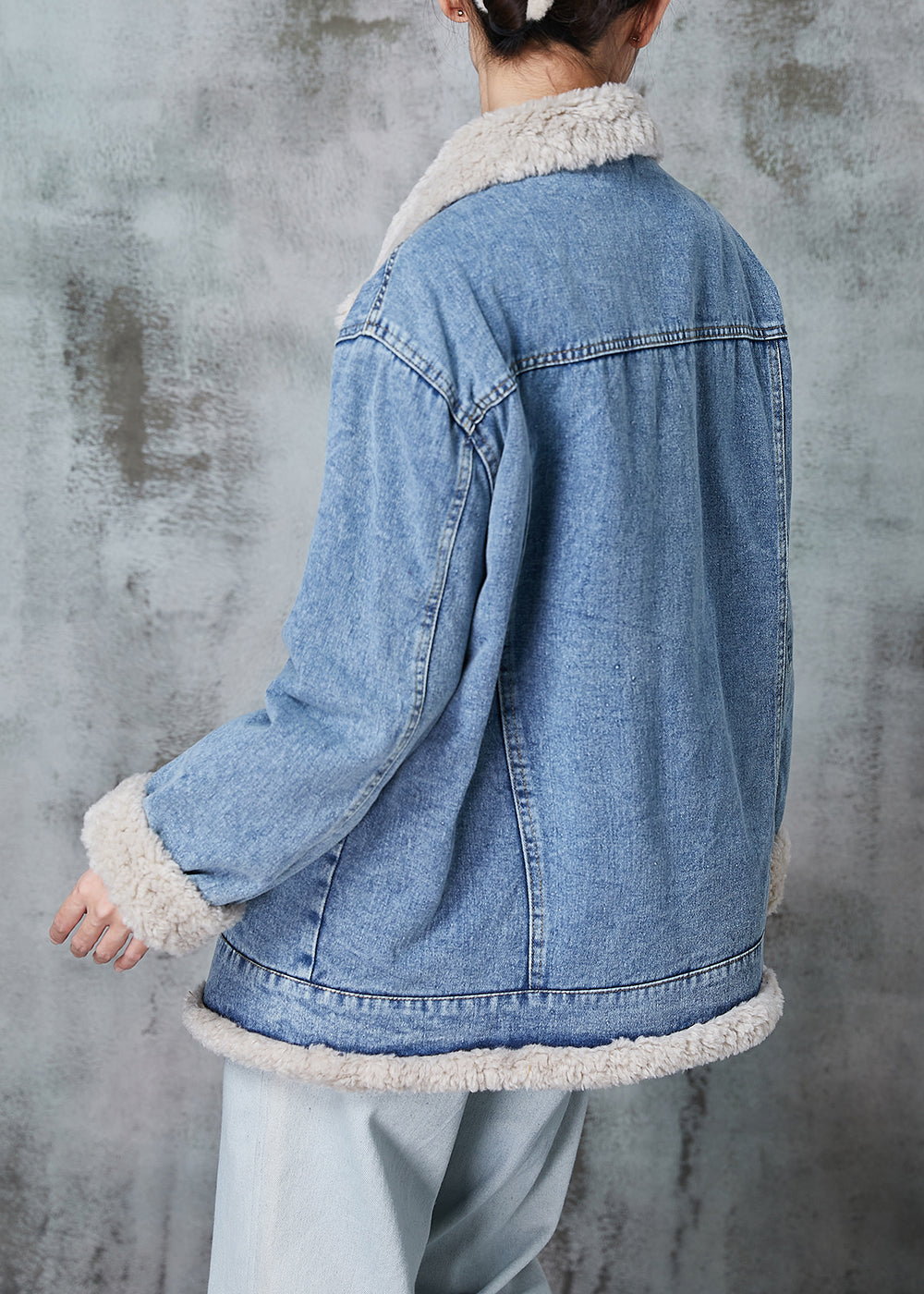 Drune | Denim Blau Dicke Fleece Wollgefütterte Jacken Winter