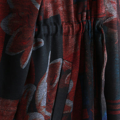 Drune | bordeaux Druck Mäntel oversized O-Ausschnitt Bindegürtel Outwear Elegante langärmelige Taschen Mäntel Kleider