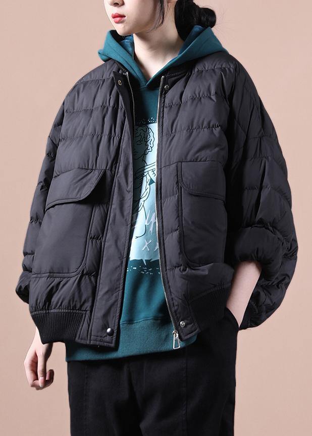 Drune | lässige Damen Parka Jacken schwarz Große Taschen Daunenmantel Winter