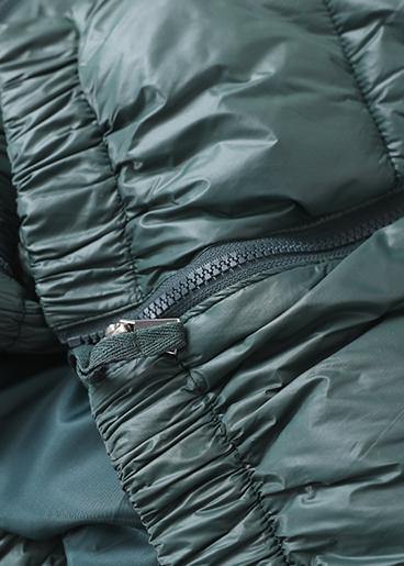 Drune | grüne Gans Daunenmantel Locker sitzende Winterjacke Patchwork Karo Seitenreißverschlussjacken