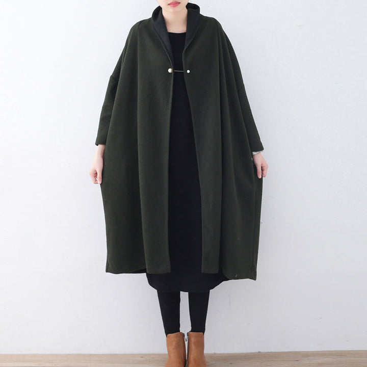 Drune | grüner Wollmantel Locker sitzender Wintermantel Frauen Wintermantel