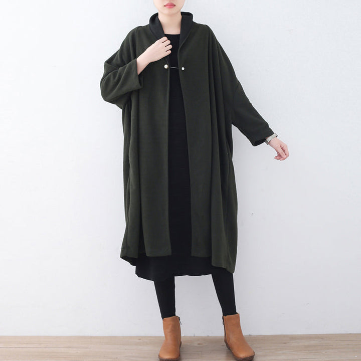 Drune | grüner Wollmantel Locker sitzender Wintermantel Frauen Wintermantel