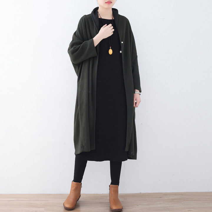 Drune | grüner Wollmantel Locker sitzender Wintermantel Frauen Wintermantel