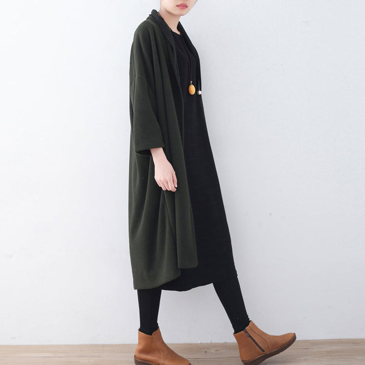 Drune | grüner Wollmantel Locker sitzender Wintermantel Frauen Wintermantel