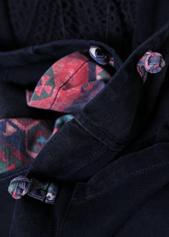 Drune | oversized Maxi-Mantel schwarzer Patchwork Kapuzenmäntel