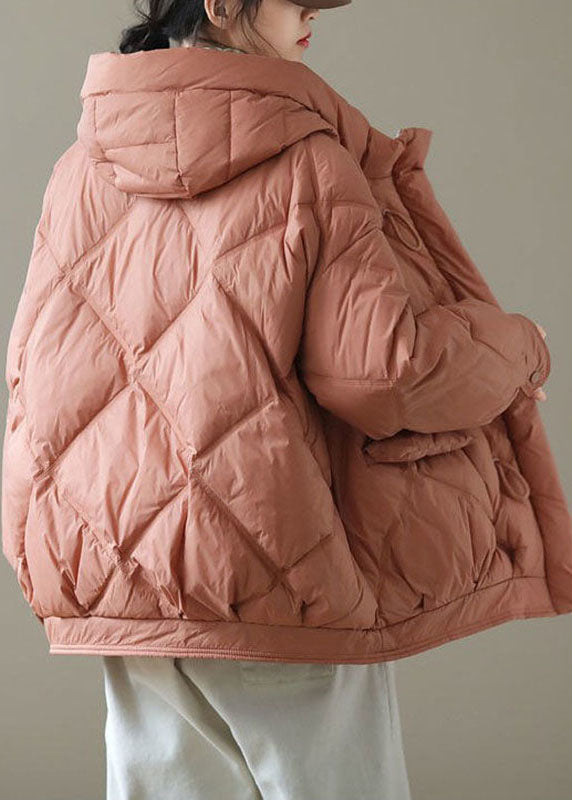 Drune | Orange Kapuzenjacke mit Reißverschluss Taschen Winter Daunenmäntel Lange Ärmel