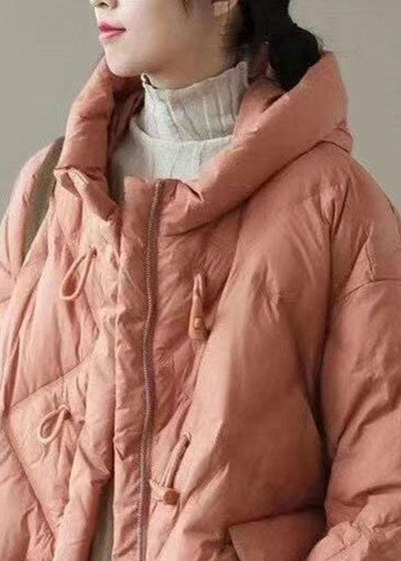Drune | Orange Kapuzenjacke mit Reißverschluss Taschen Winter Daunenmäntel Lange Ärmel