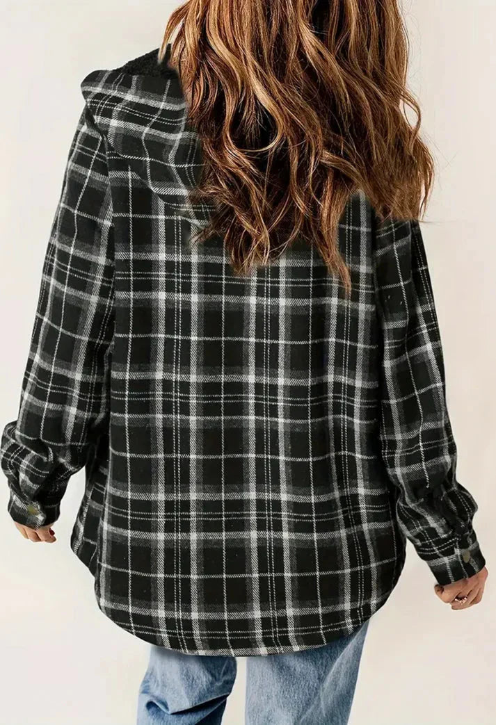 Drune | kariert mit Kapuze Fleece gefütterte Jacke Damenjacke