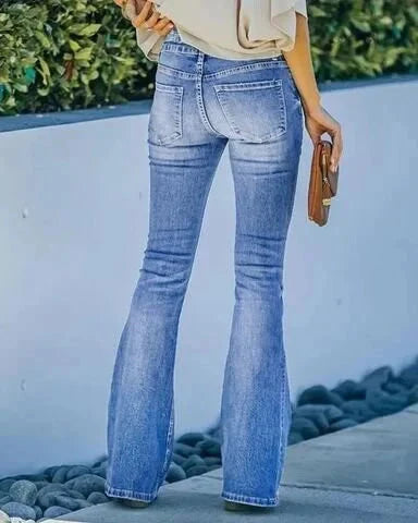 Drune | Jeans gewaschen Knopf Damenjeans Jeans mit hoher Taille