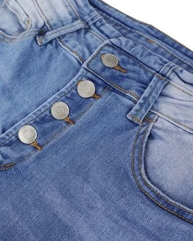 Drune | Jeans gewaschen Knopf Damenjeans Jeans mit hoher Taille