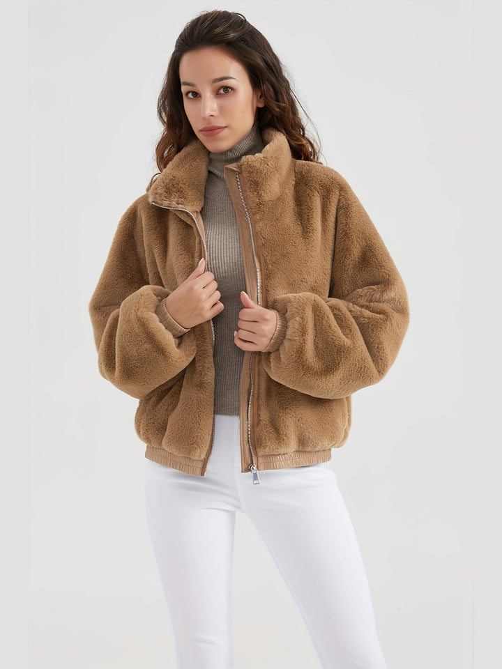 Drune | Flauschige Winterjacke Damen mit Hohem Kragen