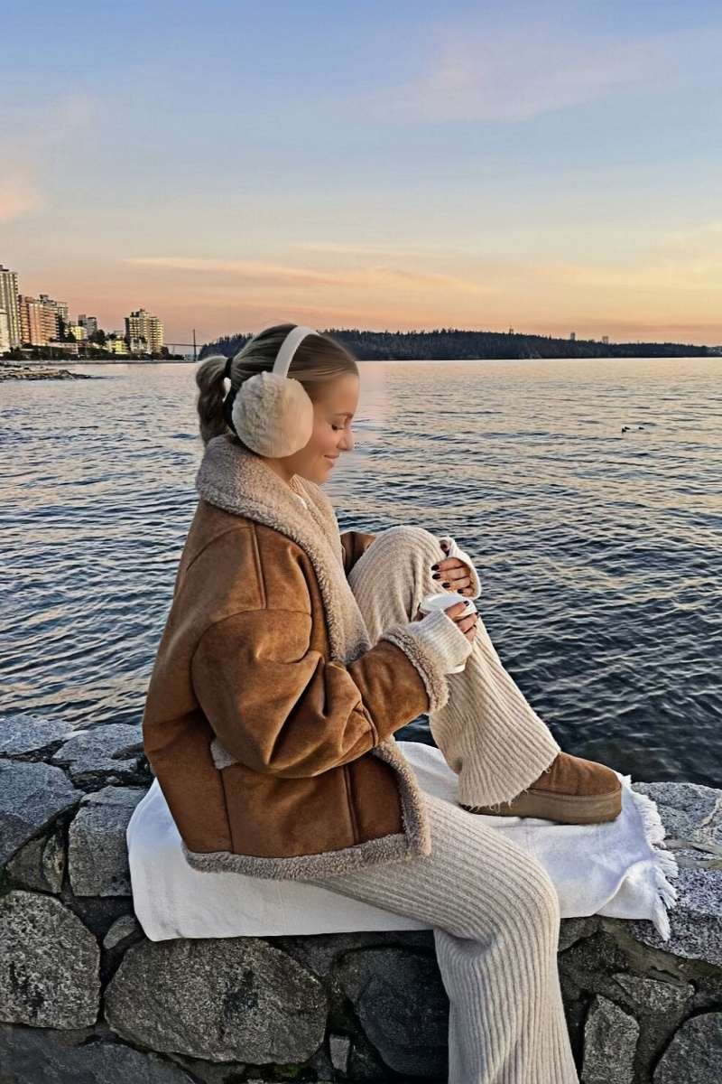 Drune | Gefütterte Jacke Braun Teddy Gefüttert Wildleder Winterjacke Winterjacke für Damen