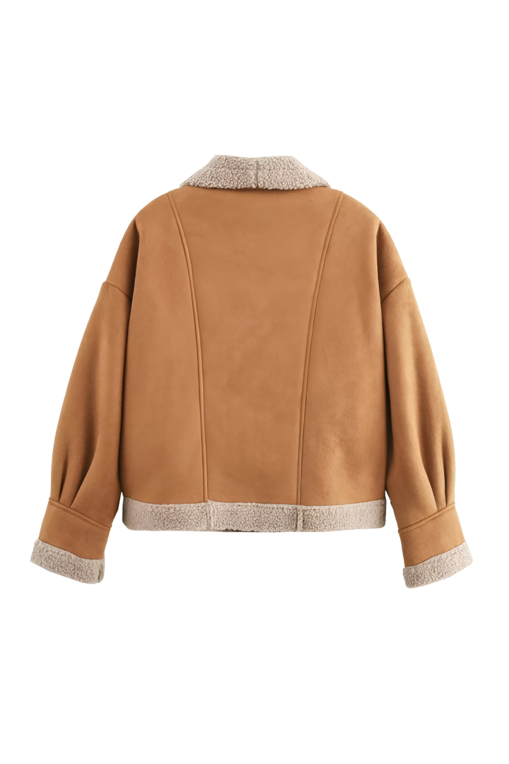Drune | Gefütterte Jacke Braun Teddy Gefüttert Wildleder Winterjacke Winterjacke für Damen