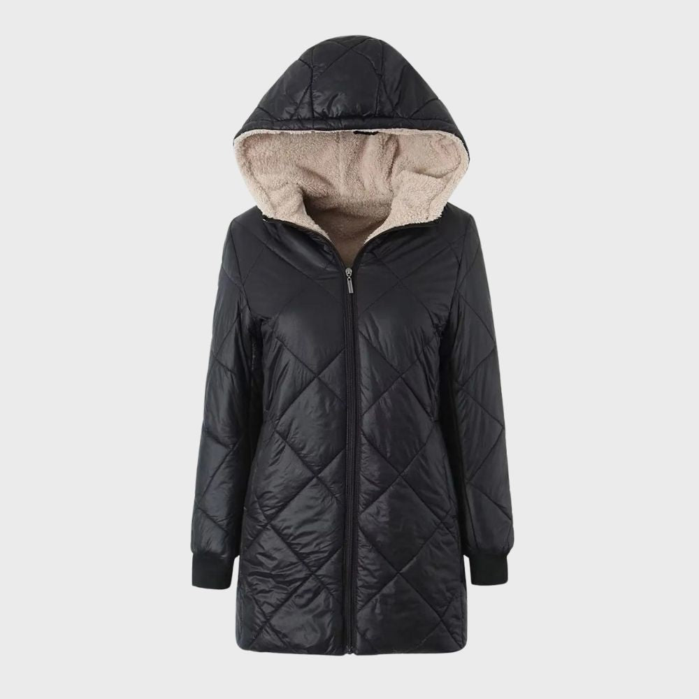 Drune | Gefütterte Jacke Kapuze Zip up Wattierte Jacke Winterjacken für Damen
