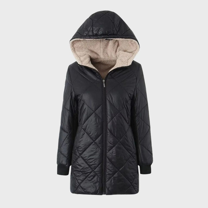Drune | Gefütterte Jacke Kapuze Zip up Wattierte Jacke Winterjacken für Damen