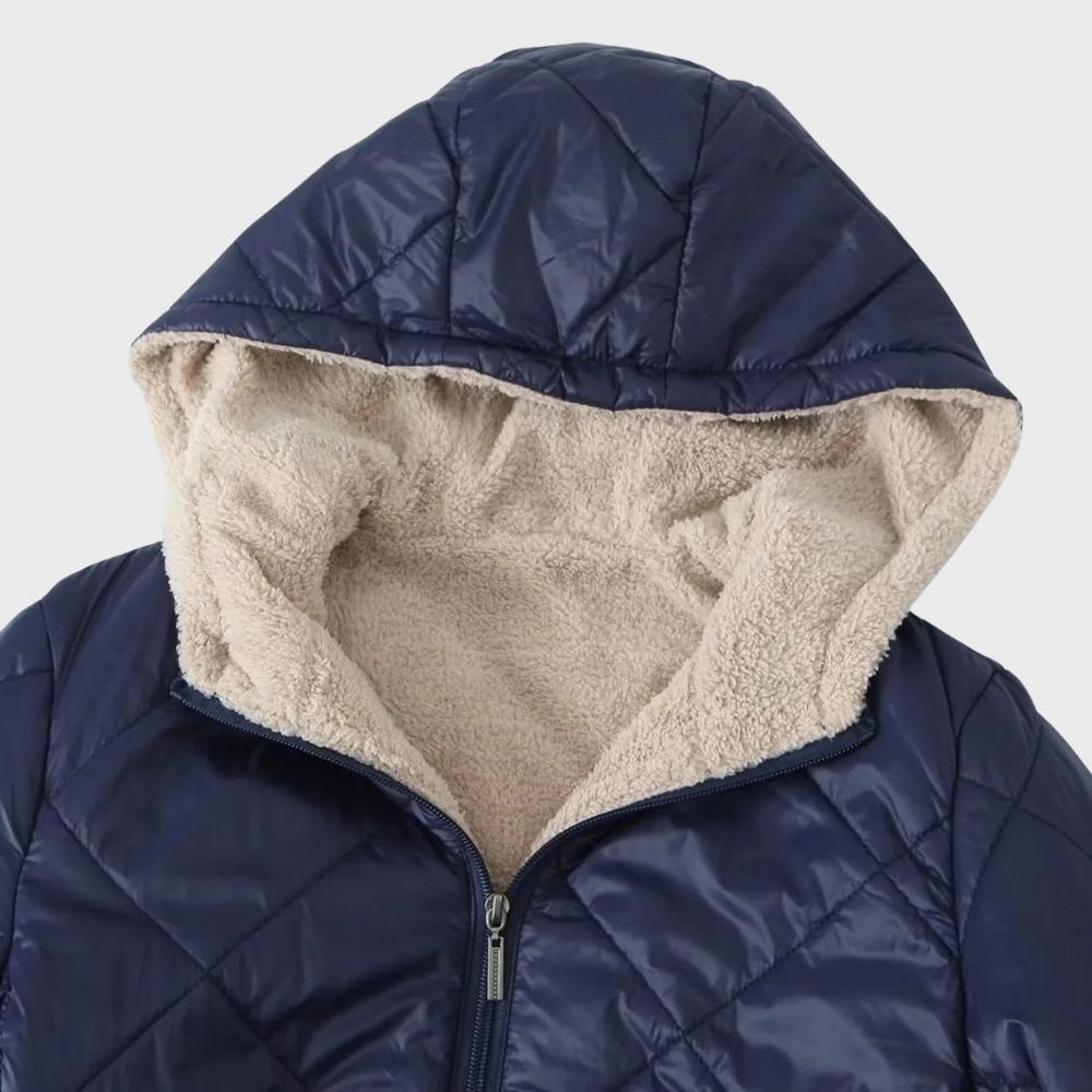 Drune | Gefütterte Jacke Kapuze Zip up Wattierte Jacke Winterjacken für Damen
