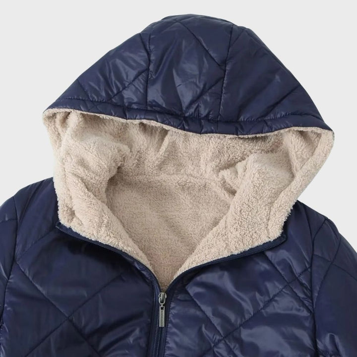 Drune | Gefütterte Jacke Kapuze Zip up Wattierte Jacke Winterjacken für Damen