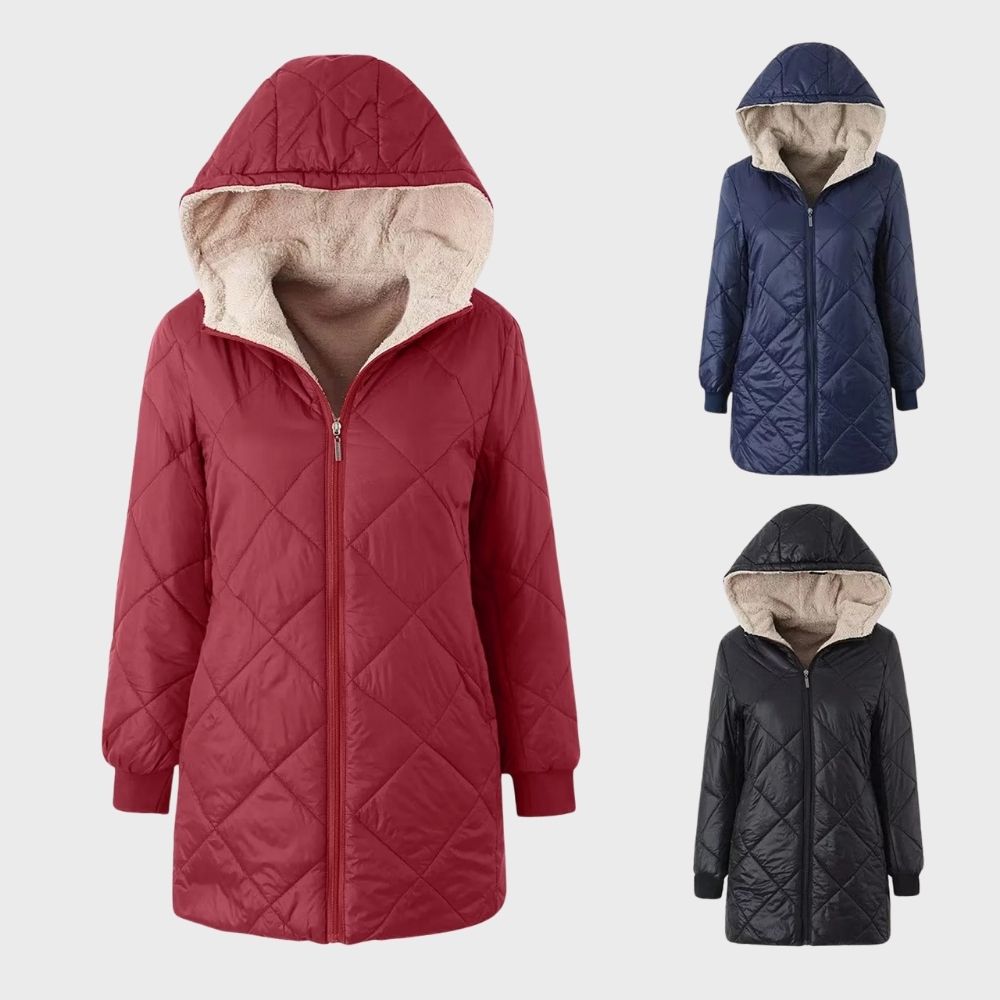 Drune | Gefütterte Jacke Kapuze Zip up Wattierte Jacke Winterjacken für Damen