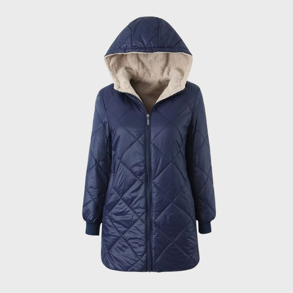 Drune | Gefütterte Jacke Kapuze Zip up Wattierte Jacke Winterjacken für Damen