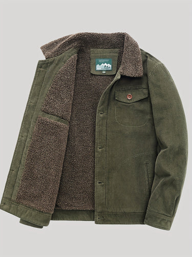 Drune | Fleecejacke für Männer, Druckknopfverschluss, winddicht - Winter