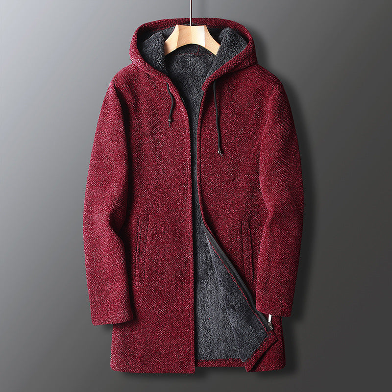Drune | Fleecejacke für Herren, mit Kapuze - Lange Länge