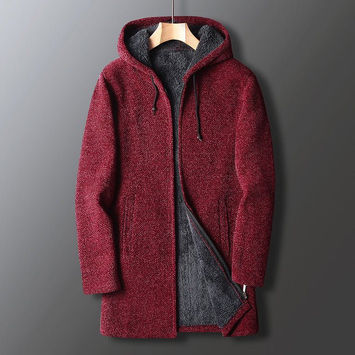 Drune | Fleecejacke für Herren, mit Kapuze - Lange Länge