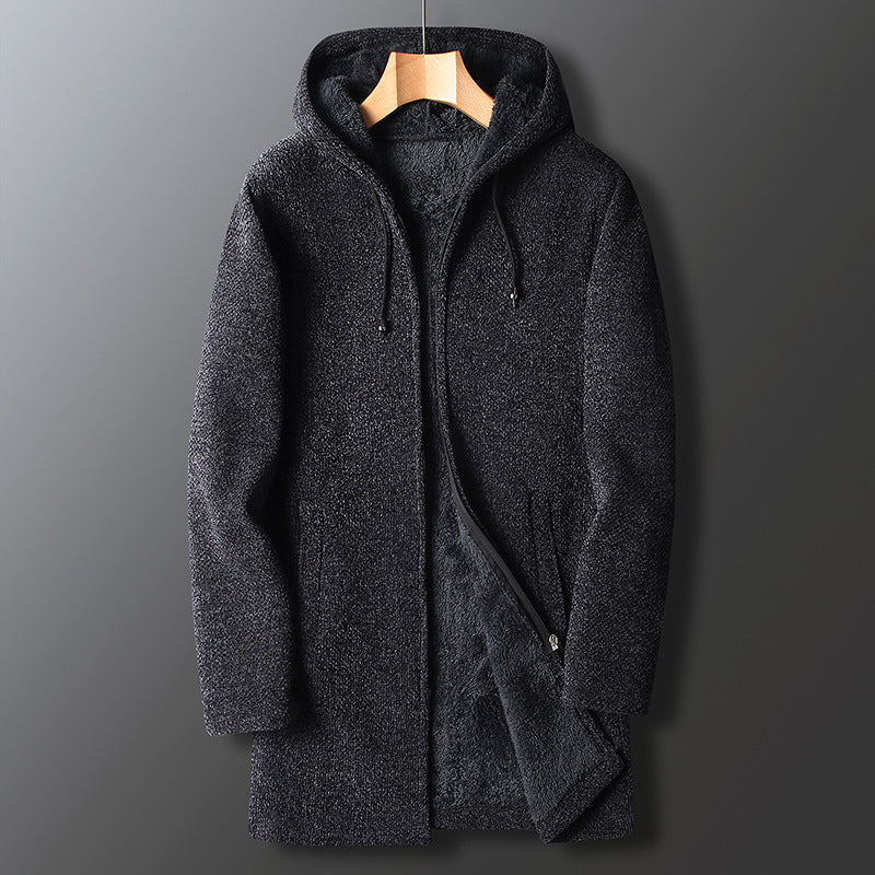 Drune | Fleecejacke für Männer, mit Kapuze - Lange Länge