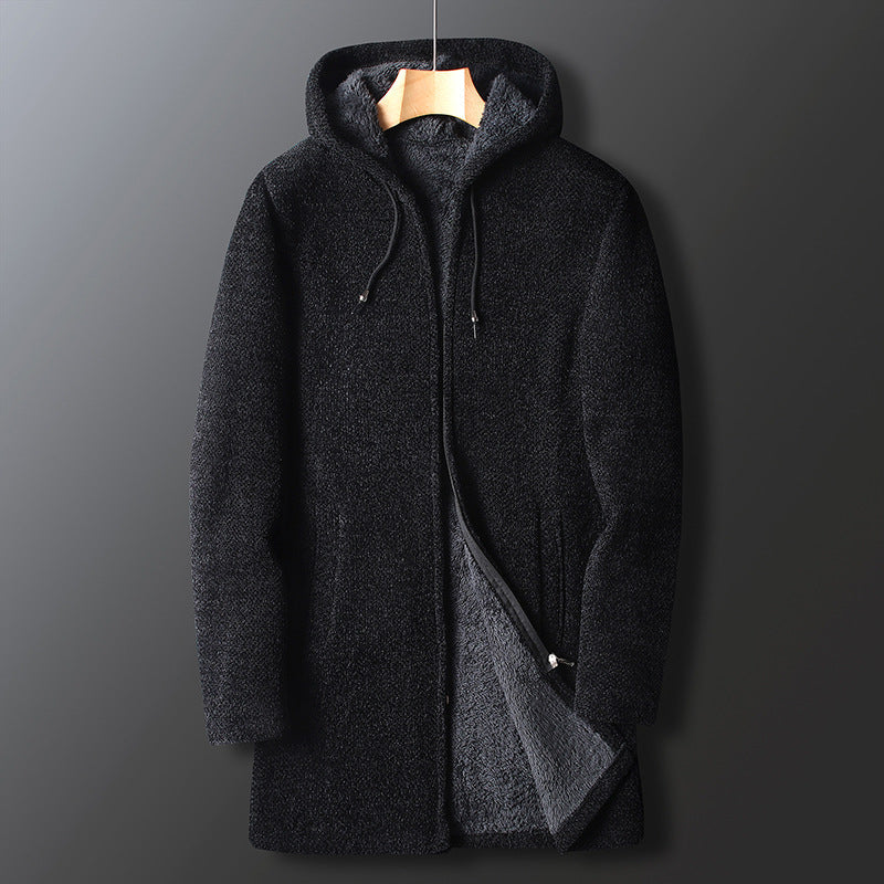 Drune | Fleecejacke für Herren, mit Kapuze - Lange Länge