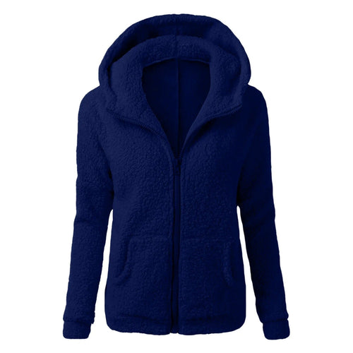 Drune | Damen Fleece Winterjacke mit Kapuze und Reißverschluss