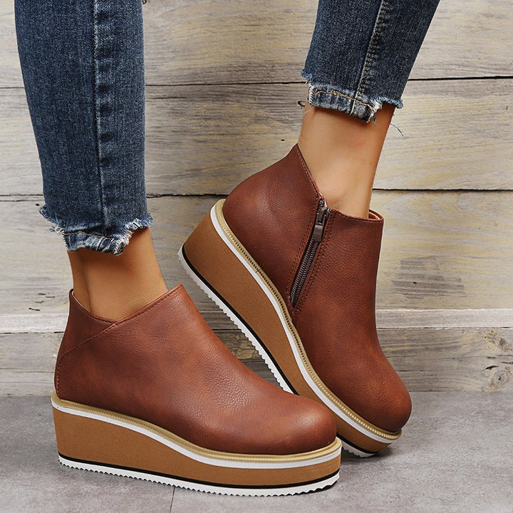 Drune | Flache Leder Plateau-Schuhe mit Absatz für Komfort und Stil