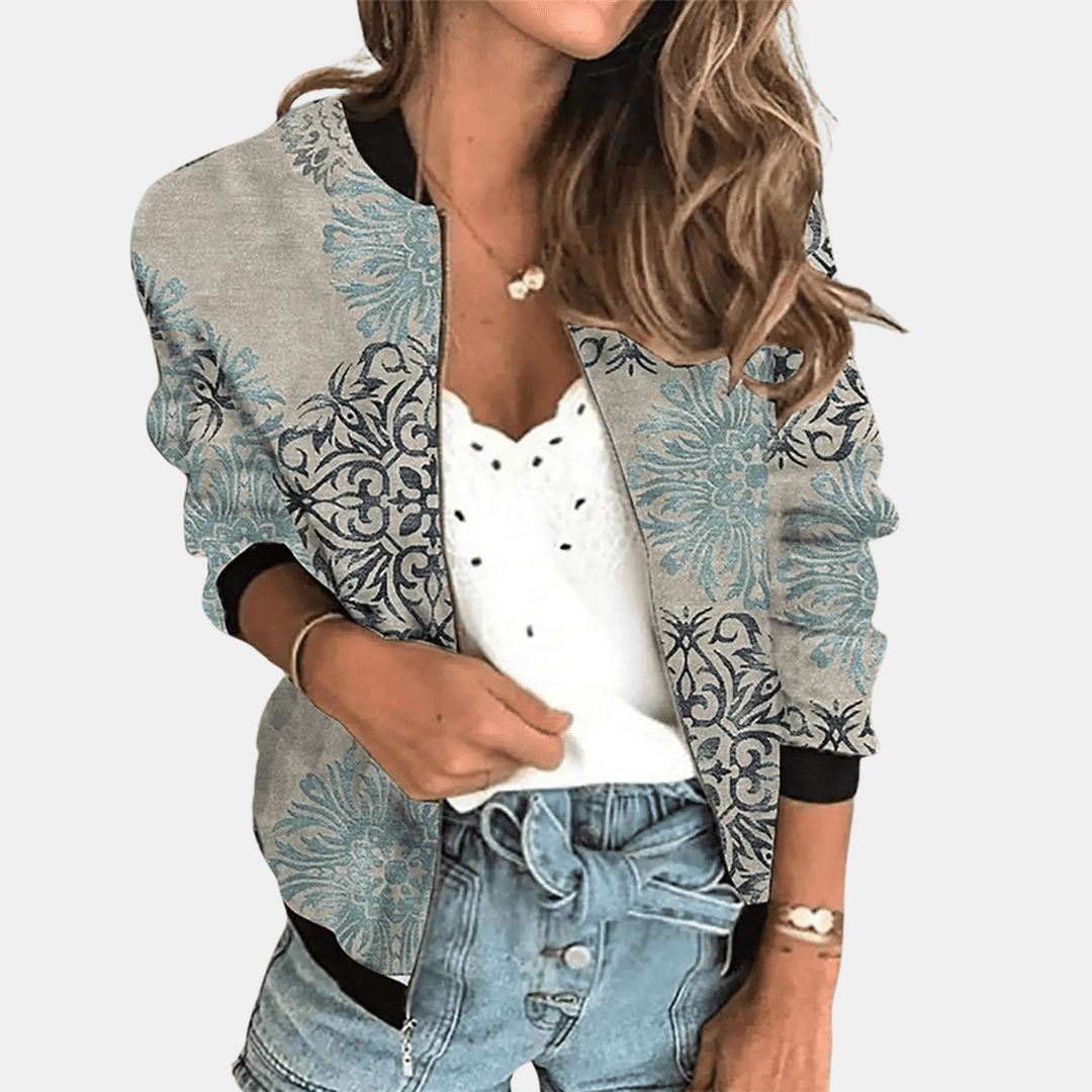 Drune | Blumenmuster Damenjacke Aus Hochwertigem Polyester