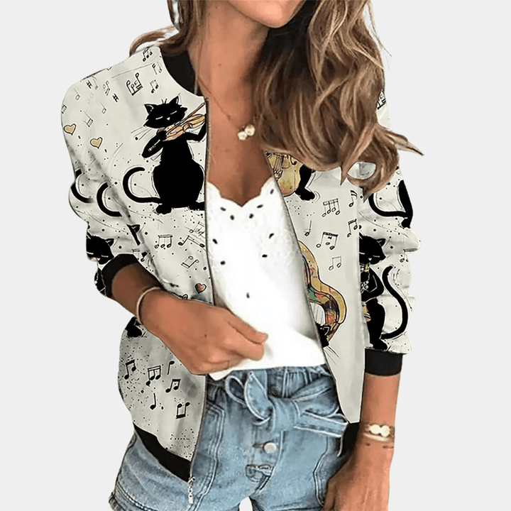 Drune | Blumenmuster Damenjacke Aus Hochwertigem Polyester