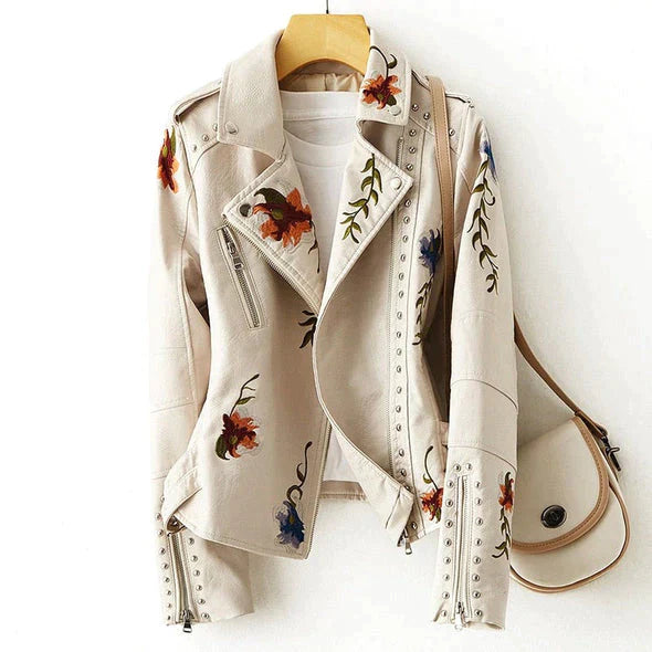 Drune | Lederjacke Geblümte