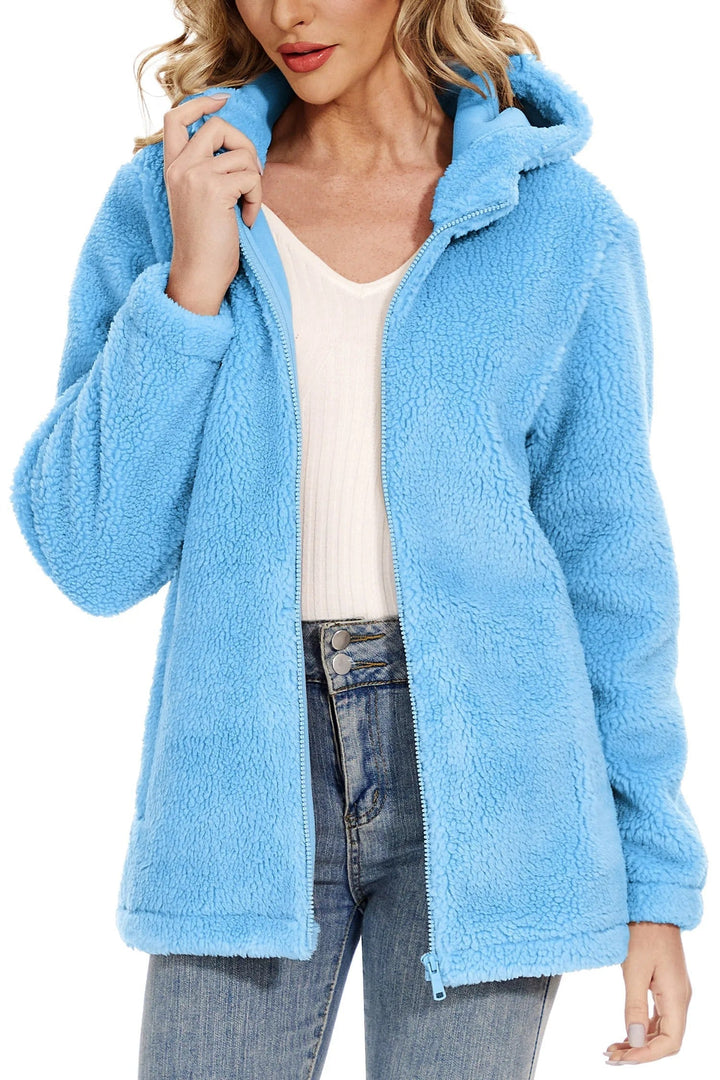 Drune | Flauschige Fleecejacke für Frauen mit Kapuze