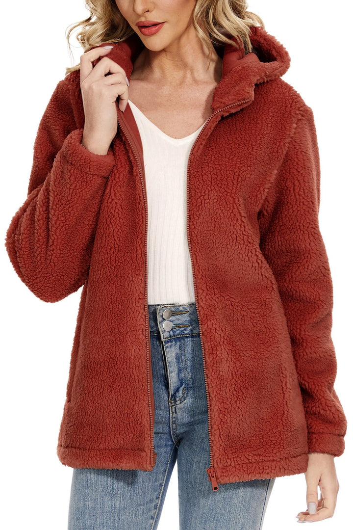 Drune | Flauschige Fleecejacke für Frauen mit Kapuze