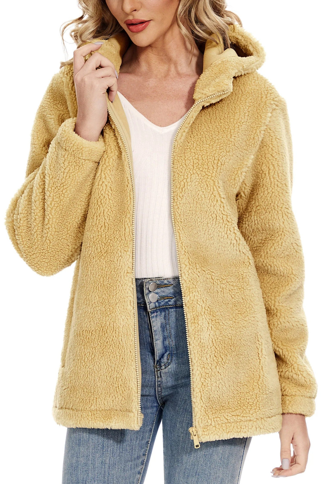 Drune | Flauschige Fleecejacke für Frauen mit Kapuze