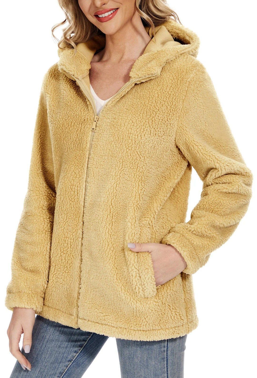 Drune | Flauschige Fleecejacke für Frauen mit Kapuze