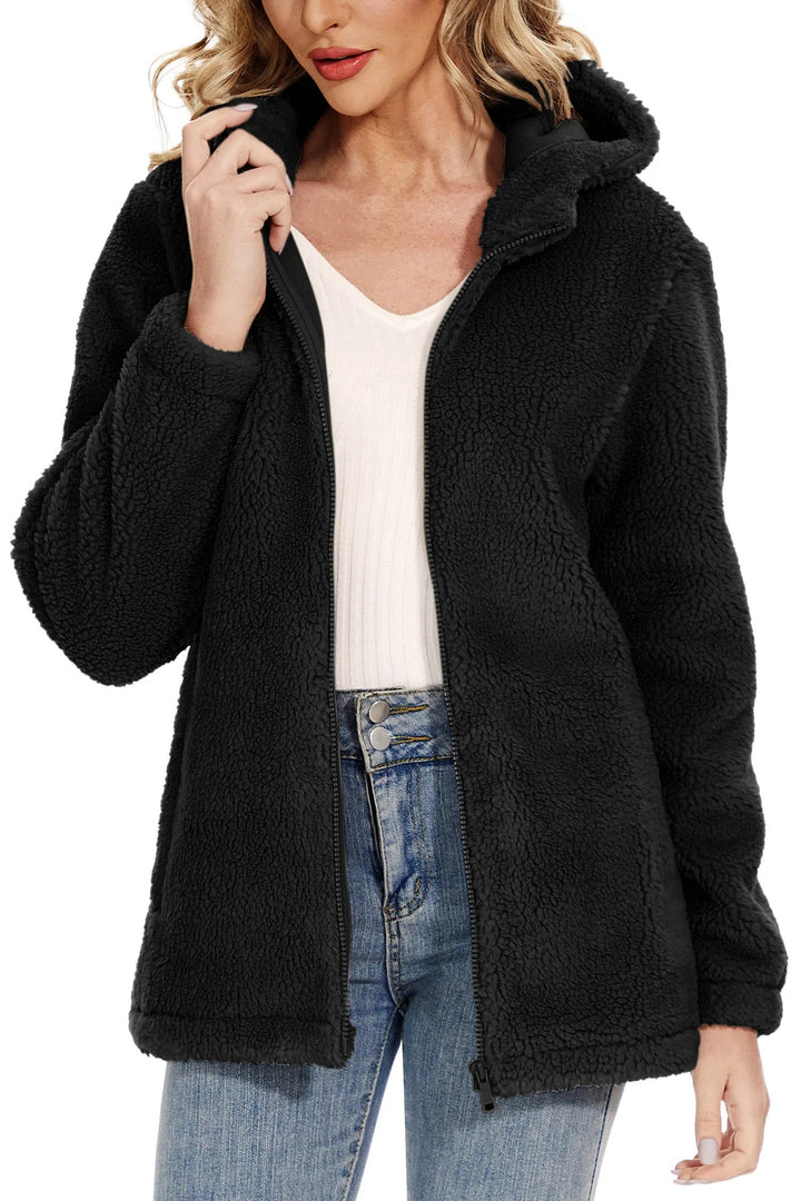 Drune | Flauschige Fleecejacke für Frauen mit Kapuze