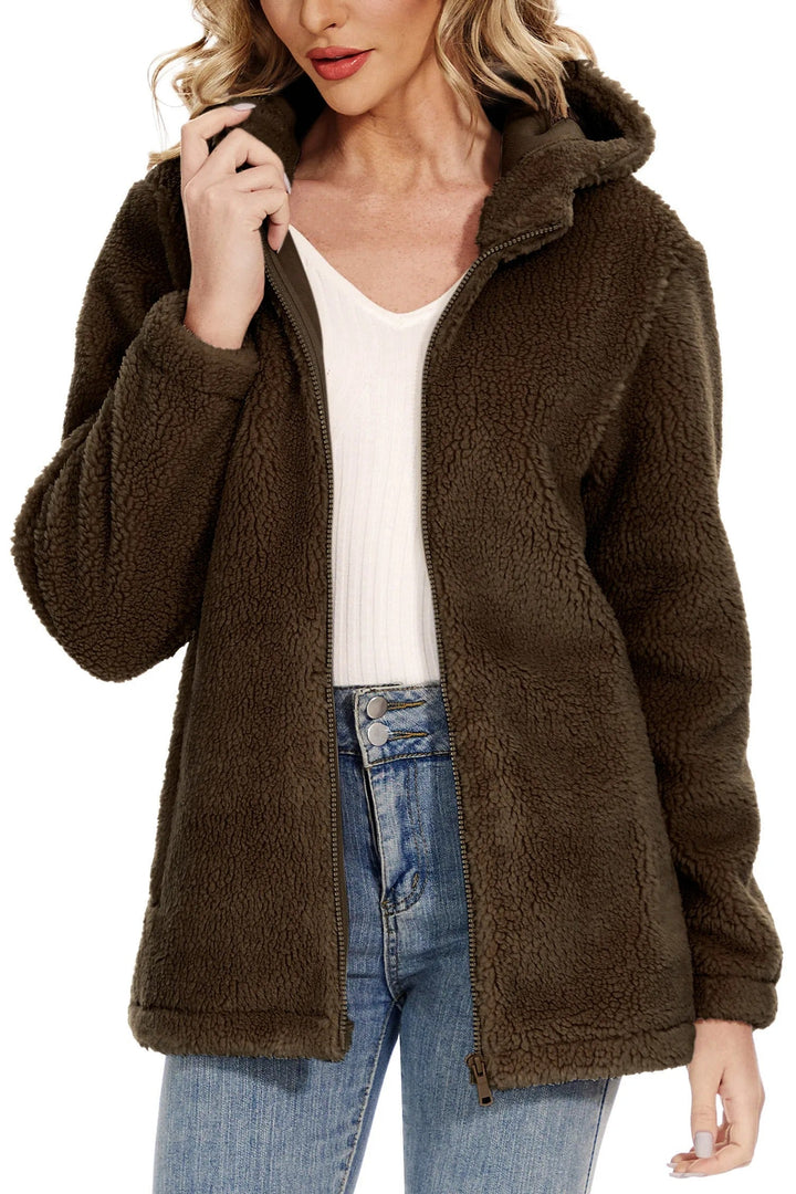 Drune | Flauschige Fleecejacke für Frauen mit Kapuze