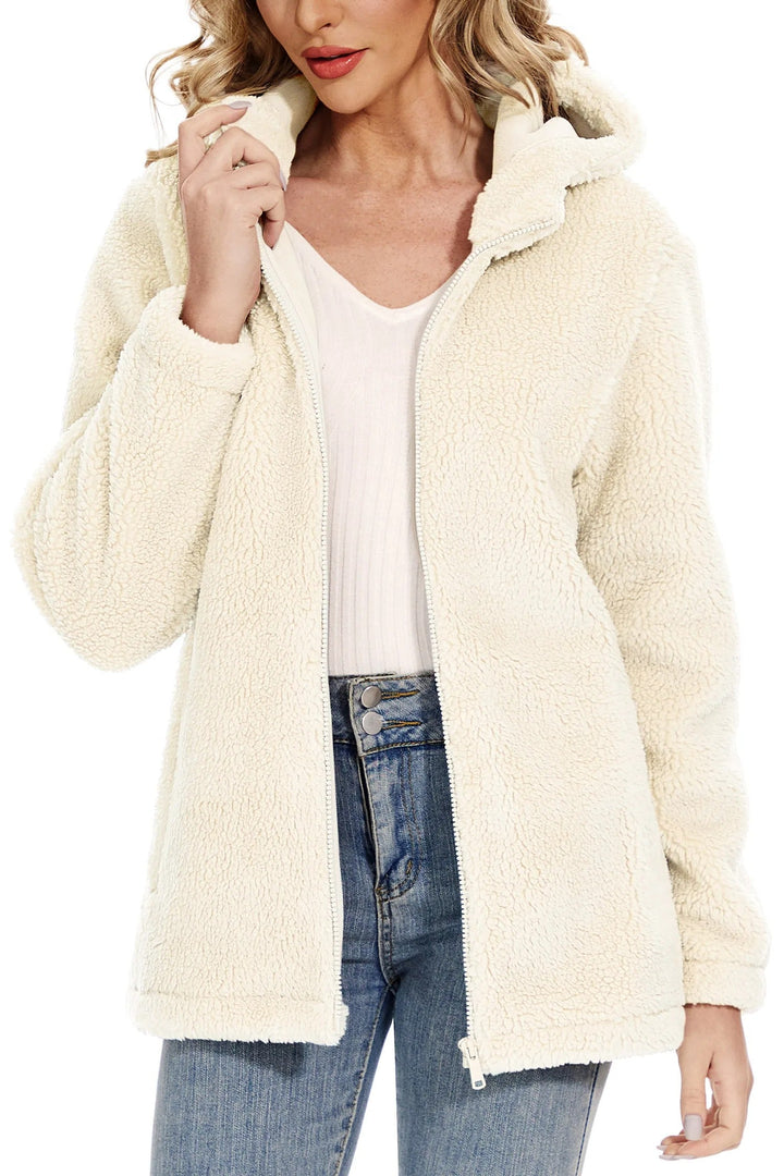 Drune | Flauschige Fleecejacke für Frauen mit Kapuze