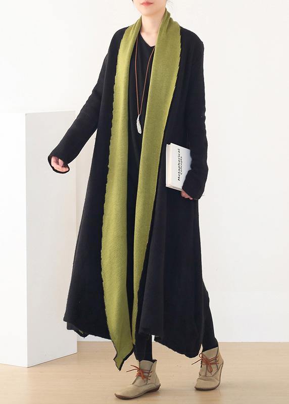 Drune | Arbeits Patchwork Strickmäntel Locker sitzende V-Ausschnitt wilde Strickoberbekleidung
