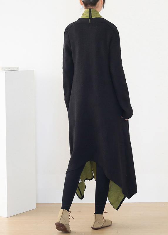 Drune | Arbeits Patchwork Strickmäntel Locker sitzende V-Ausschnitt wilde Strickoberbekleidung