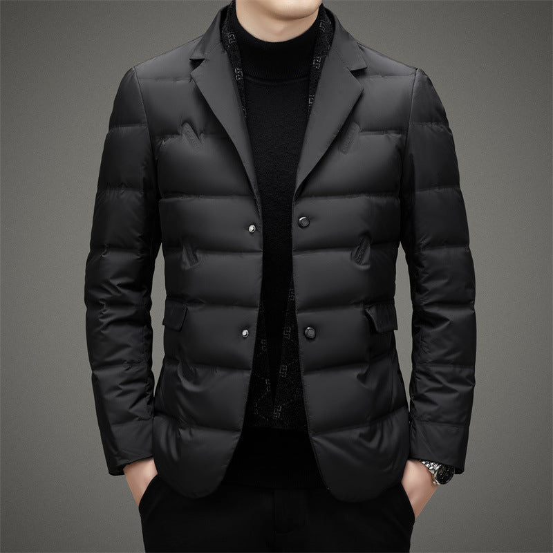 Drune | Daunenjacke Aus Gestepptem Stoff Taillierte Passform Doppelreiher mittellang