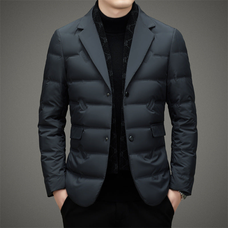 Drune | Daunenjacke Aus Gestepptem Stoff Taillierte Passform Doppelreiher mittellang